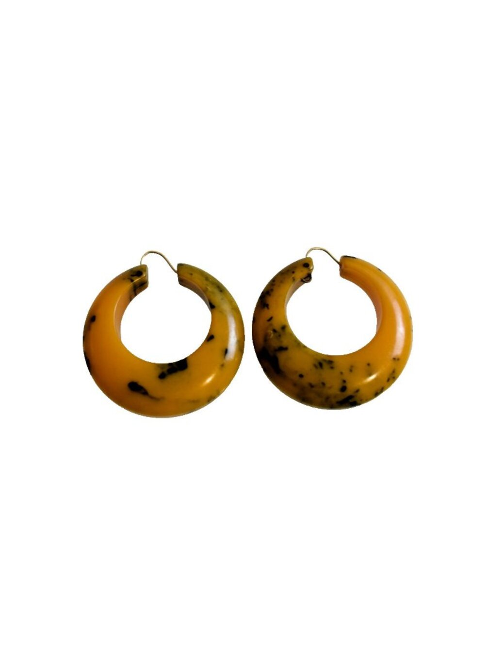 Vintage Butterscotch Bakelite Tested Round Hoop Pierced Earrings (2)